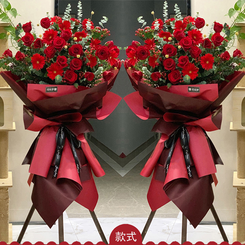 广州珠江新城开业花篮预定 红红火火花篮 大气包配送上门
